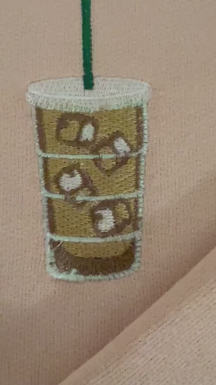 Iced Coffee Gift For Her Coffee Lover Sweatshirt Birthday Gift For Mom Embroidered Shirt