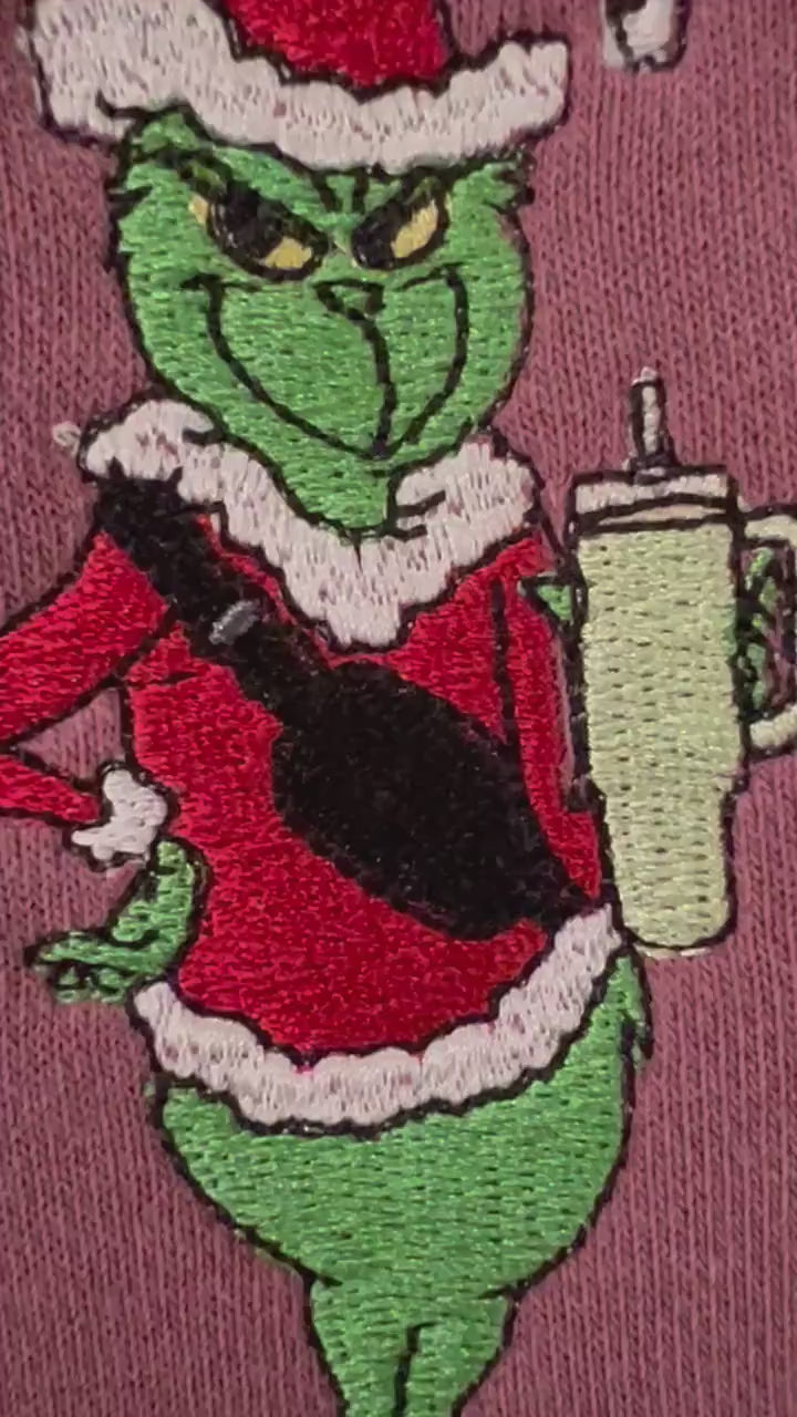 Christmas Crewneck For Her Christmas Shirt Cute Christmas Sweatshirt Mean Green Guy Crossbody Boujee Embroidered Sweatshirt