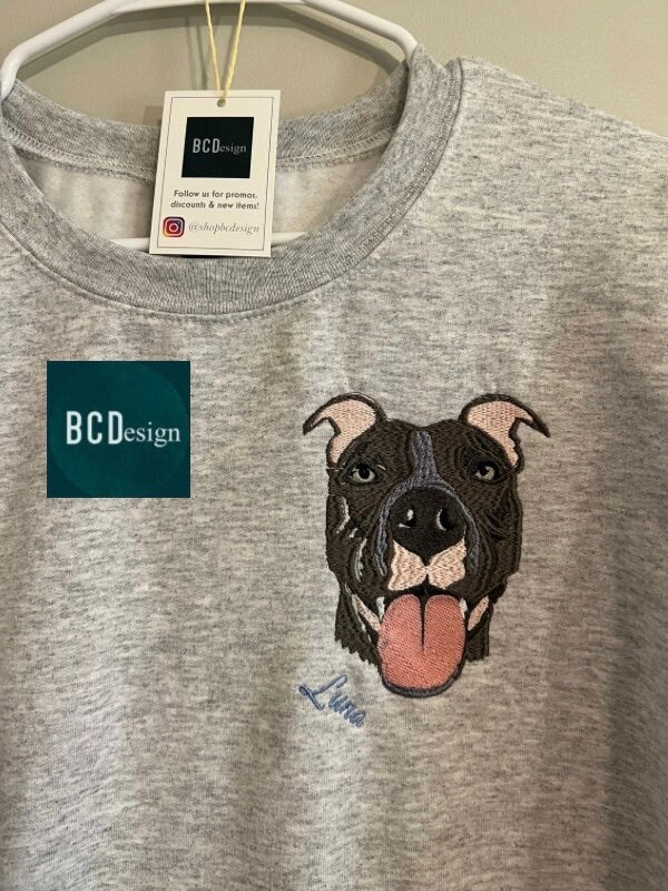 Custom Embroidered Dog Sweatshirt Custom Pet Portrait Gifts For Friend Personalized Embroidery Youth Sizes Kids Sweatshirt