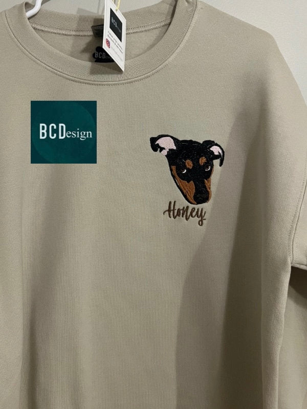 Custom Embroidered Dog Sweatshirt Custom Pet Portrait Gifts For Friend Personalized Embroidery Youth Sizes Kids Sweatshirt