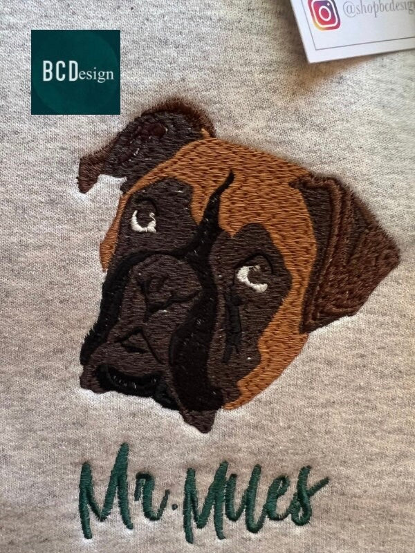 Custom Embroidered Dog Sweatshirt Custom Pet Portrait Gifts For Friend Personalized Embroidery