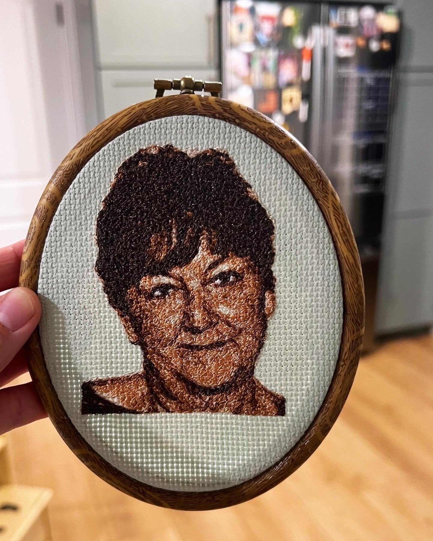 Custom Portrait Christmas Ornament Embroidered Gift