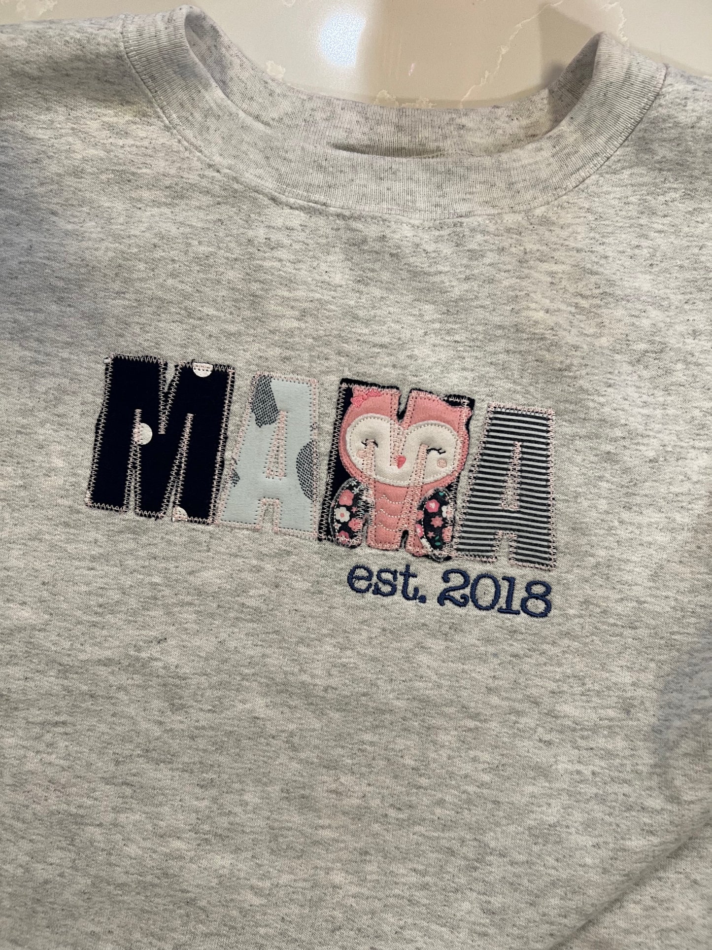 Custom MAMA sweatshirt with customer provided fabric