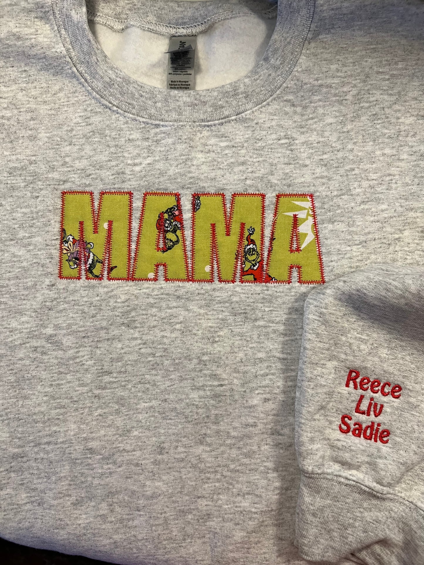 Custom MAMA sweatshirt with customer provided fabric