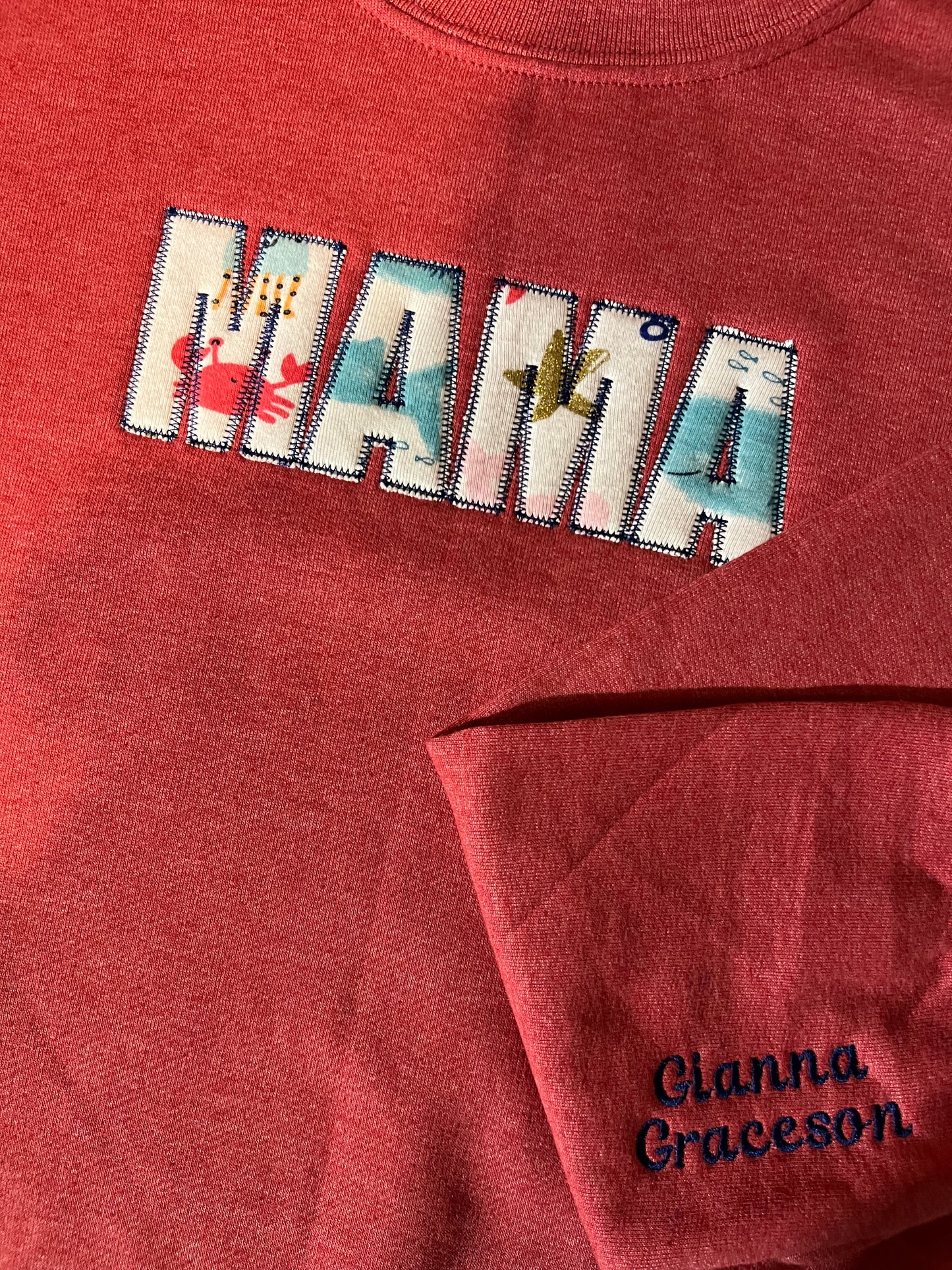 Custom MAMA sweatshirt with customer provided fabric