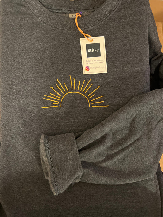 Boho Sun Shirt Embroidered Crew Neck Birthday Gift For Her Sunrise